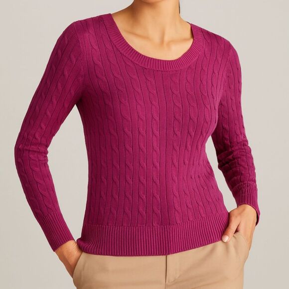 Ann Taylor Sweaters - Ann Taylor Silk Cotton Textured Knit Sweater Purple Size Small